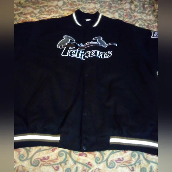 New Orleans Pelicans Negro League Baseball Wool Letterman Jacket Men's 5XLT Blk - Picture 3 of 16